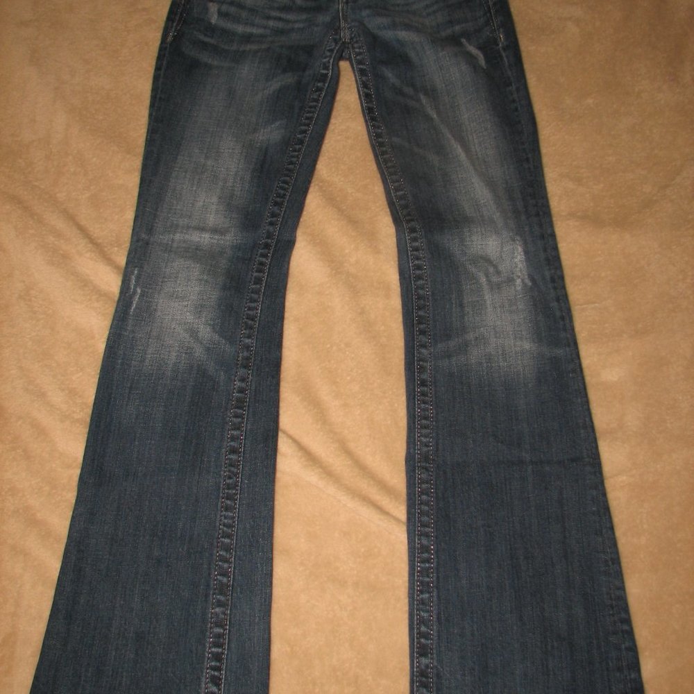 Miss me jeans sz 27 bootcut chain pocket distressed faded jeans jp5144b